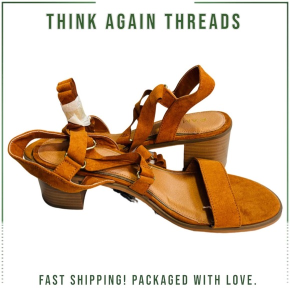 NWOT Rampage RAM-Henna Gladiator Style Ankle Wrap Heeled Sandals Women's Sz 9M - Picture 1 of 8